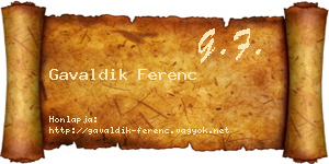 Gavaldik Ferenc névjegykártya