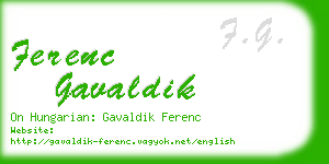 ferenc gavaldik business card